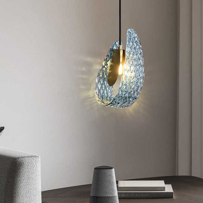 Modern Luxury Copper Glass Flake Petal 1/2 Light Pendant Light For Dining Room