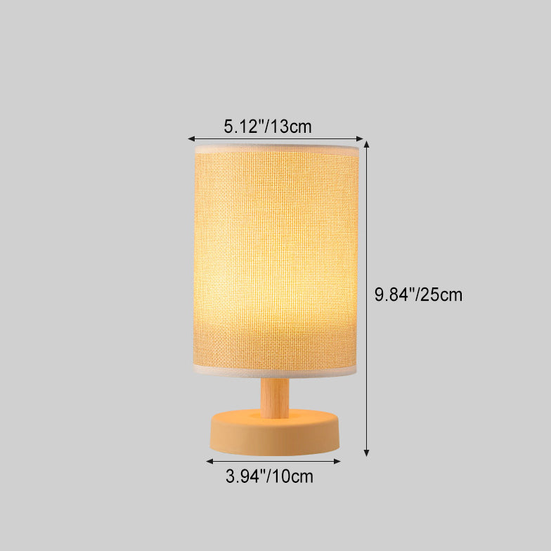 Contemporary Nordic Rechargeable PP Wood Fabric Cylinder Maize LED Table Lamp For Bedside