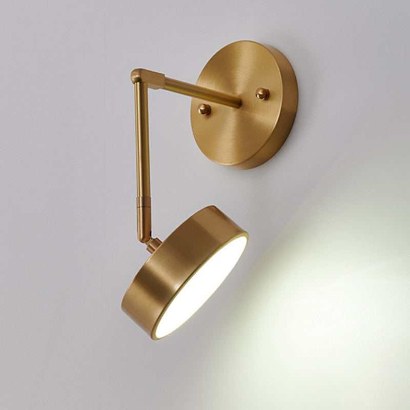 Modern Mid-century Copper Acrylic Round Rotatable LED Wall Sconce Lamp For Bedside