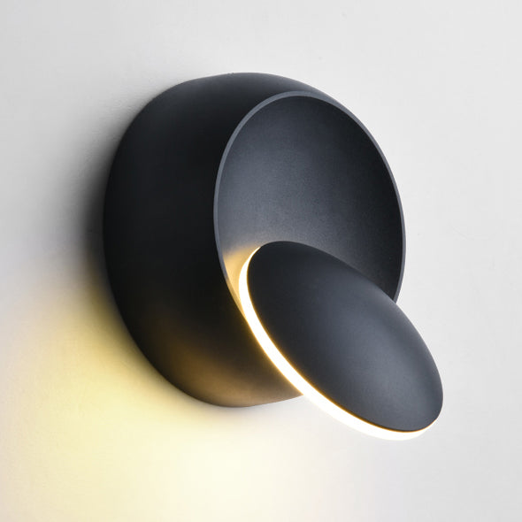 Contemporary Nordic Iron Round Eclipse Rotatable LED Wall Sconce Lamp For Bedside