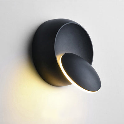 Contemporary Nordic Iron Round Eclipse Rotatable LED Wall Sconce Lamp For Bedside