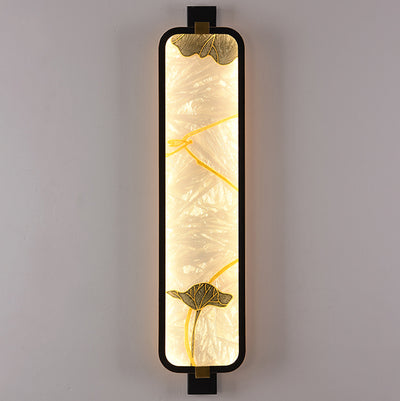 Traditional Chinese Iron Brass Glass Rectangular Enamel Carving LED Wall Sconce Lamp For Bedside