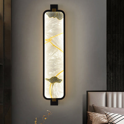 Traditional Chinese Iron Brass Glass Rectangular Enamel Carving LED Wall Sconce Lamp For Bedside