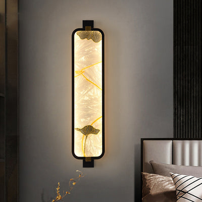 Traditional Chinese Iron Brass Glass Rectangular Enamel Carving LED Wall Sconce Lamp For Bedside