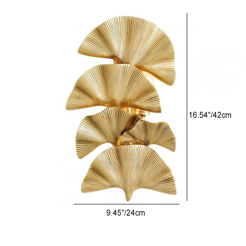 Moderne Luxus poliert Messing Ginkgo Biloba 2-Licht Wandleuchte Lampe für Flur 