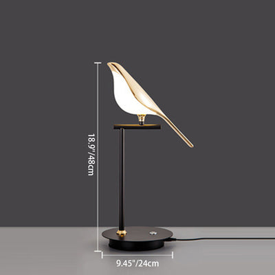 Contemporary Creative Zinc Alloy Acrylic Bird Adjustable LED Table Lamp For Bedside