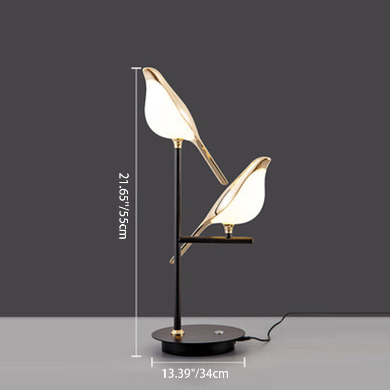 Contemporary Creative Zinc Alloy Acrylic Bird Adjustable LED Table Lamp For Bedside