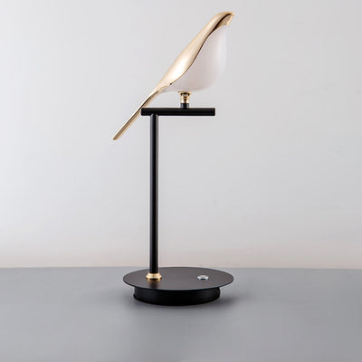 Contemporary Creative Zinc Alloy Acrylic Bird Adjustable LED Table Lamp For Bedside