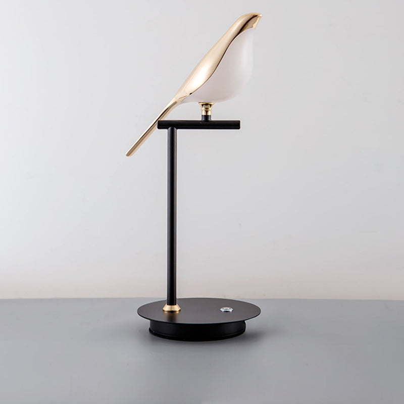 Contemporary Creative Zinc Alloy Acrylic Bird Adjustable LED Table Lamp For Bedside