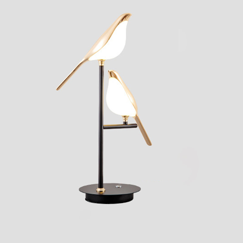 Contemporary Creative Zinc Alloy Acrylic Bird Adjustable LED Table Lamp For Bedside