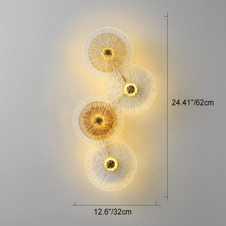 Modern Mid-century Iron Glass Round Streak Lotus Leaf LED Wall Sconce Lamp For Living Room