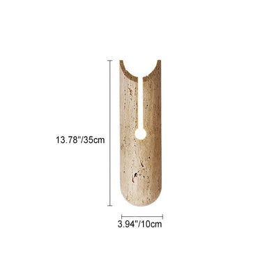 Traditional Japanese Natural Travertine Elliptical 1-Light Wall Sconce Lamp For Hallway