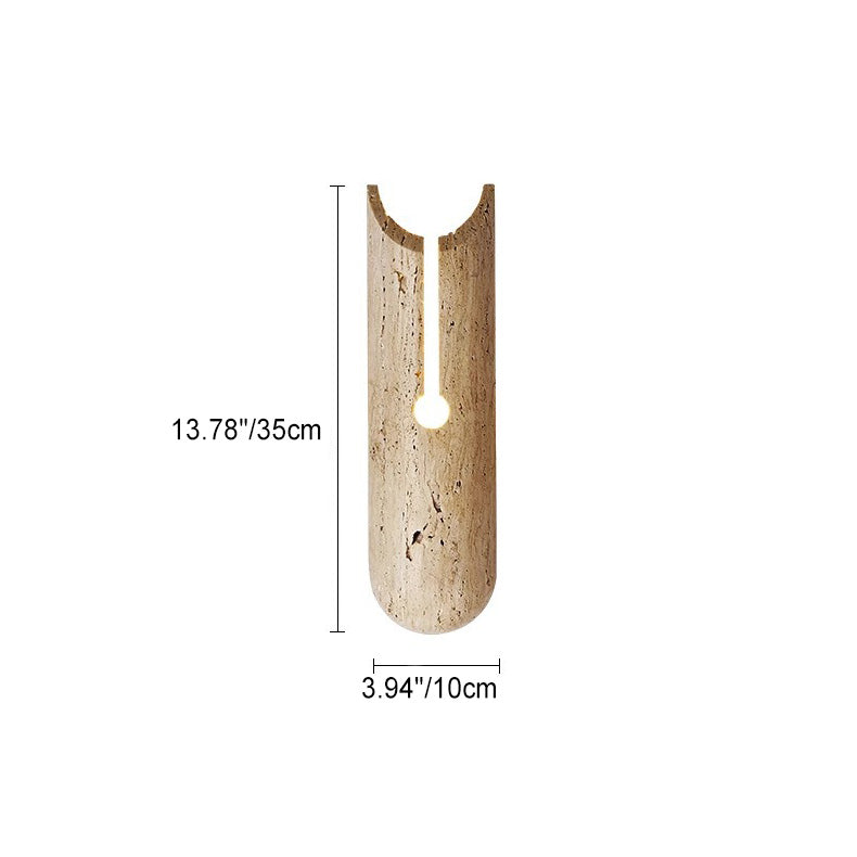 Traditional Japanese Natural Travertine Elliptical 1-Light Wall Sconce Lamp For Hallway