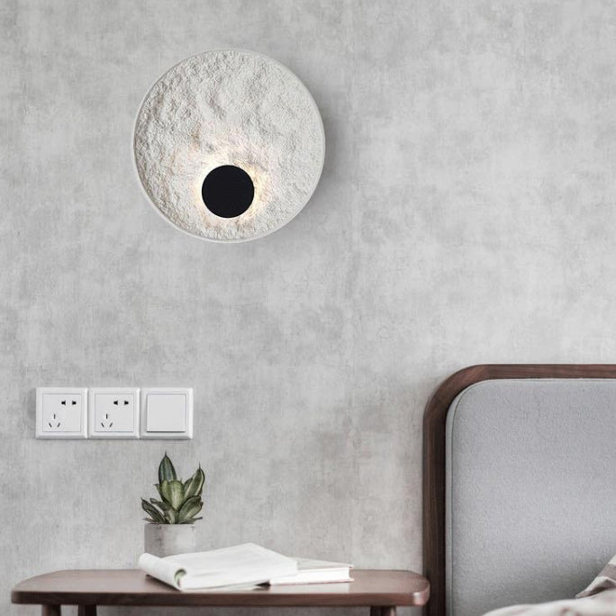 Contemporary Nordic Round Moon Resin Metal LED Wall Sconce Lamp For Bedside