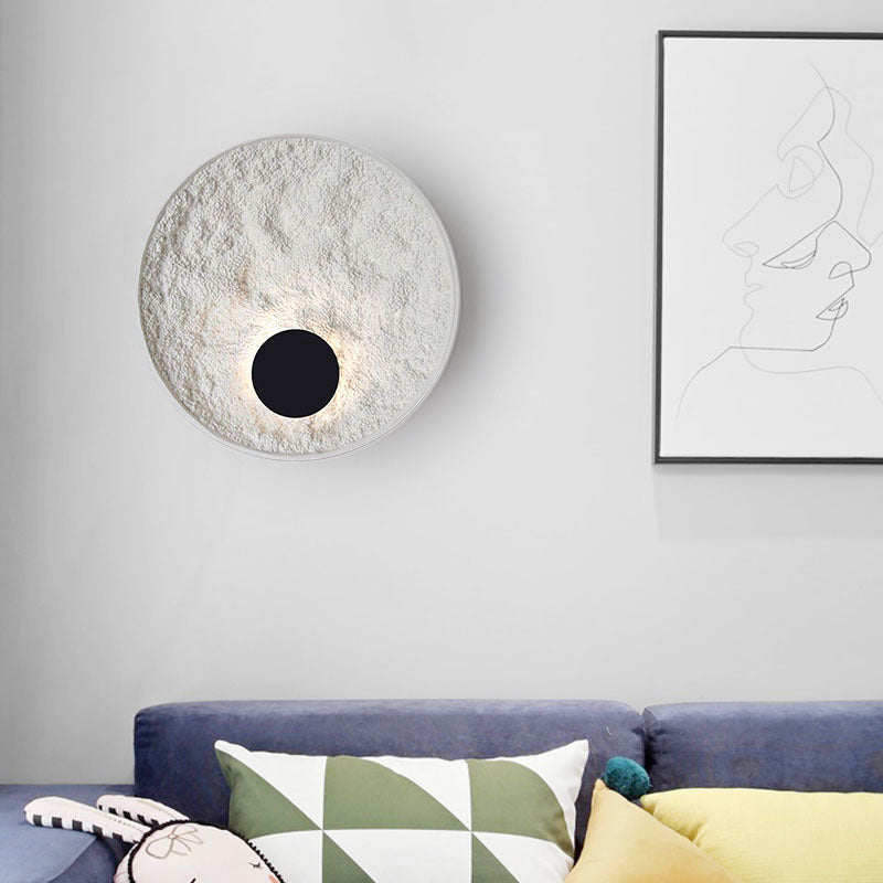 Contemporary Nordic Round Moon Resin Metal LED Wall Sconce Lamp For Bedside