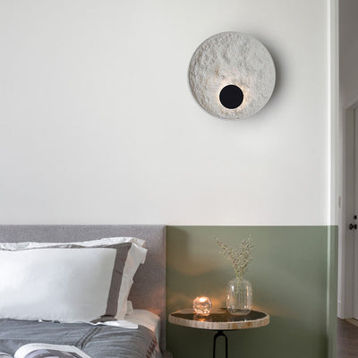 Contemporary Nordic Round Moon Resin Metal LED Wall Sconce Lamp For Bedside