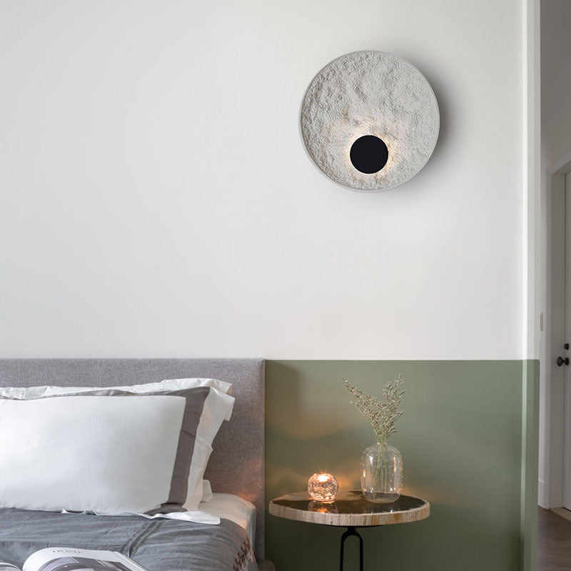 Contemporary Nordic Round Moon Resin Metal LED Wall Sconce Lamp For Bedside