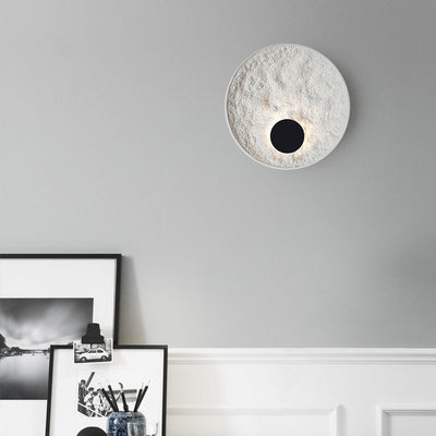 Contemporary Nordic Round Moon Resin Metal LED Wall Sconce Lamp For Bedside