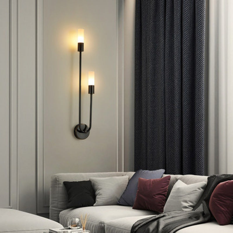 Modern Simplicity Iron Acrylic Long Tube Strip 2-Light Wall Sconce Lamp For Bedside