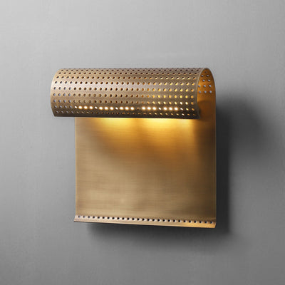 Contemporary Industrial Copper Rectangular Rolled Edge 1-Light Wall Sconce Lamp For Dining Room