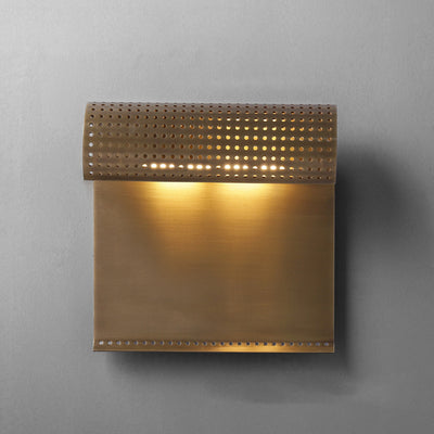 Contemporary Industrial Copper Rectangular Rolled Edge 1-Light Wall Sconce Lamp For Dining Room