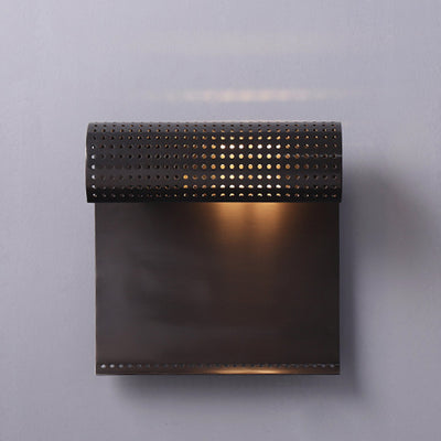 Contemporary Industrial Copper Rectangular Rolled Edge 1-Light Wall Sconce Lamp For Dining Room