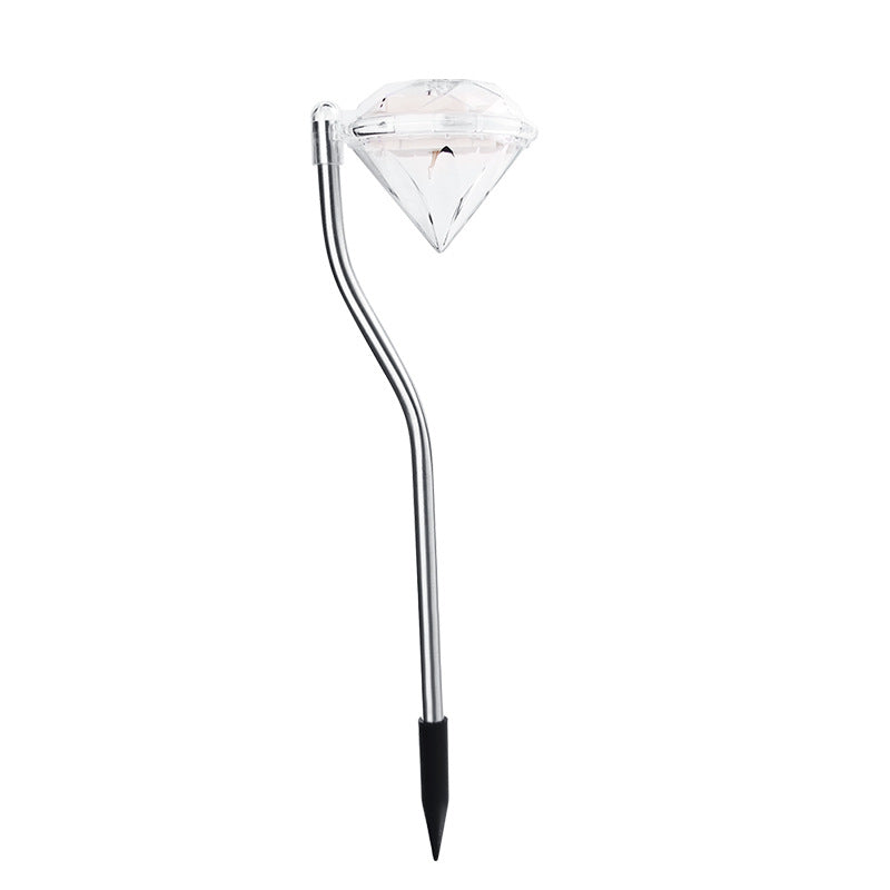 Modern Art Deco Solar Waterproof Diamond Bent Rod ABS Acrylic Stainless Steel LED Landscape Lighting Outdoor Light For Garden