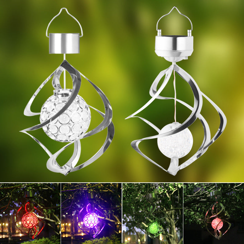 Modern Art Deco Solar Waterproof Ball Wind Chime Hollowed ABS Acrylic Stainless Steel LED Landscape Lighting Outdoor Light For Garden