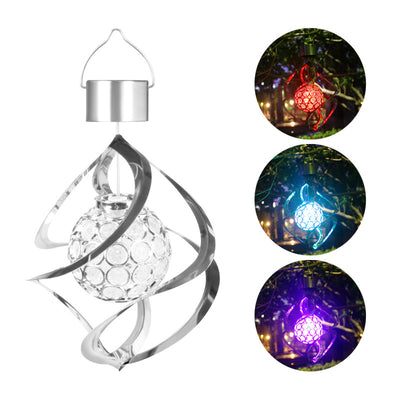 Modern Art Deco Solar Waterproof Ball Wind Chime Hollowed ABS Acrylic Stainless Steel LED Landscape Lighting Outdoor Light For Garden