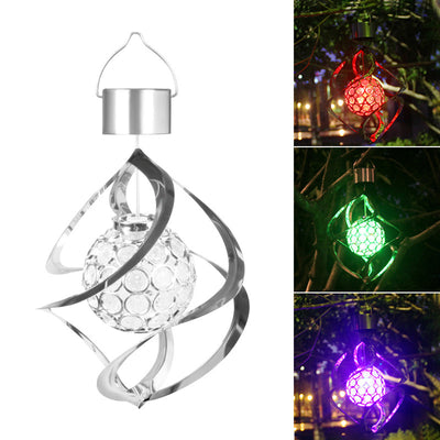 Modern Art Deco Solar Waterproof Ball Wind Chime Hollowed ABS Acrylic Stainless Steel LED Landscape Lighting Outdoor Light For Garden