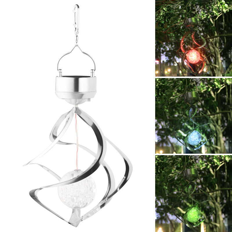 Modern Art Deco Solar Waterproof Ball Wind Chime Hollowed ABS Acrylic Stainless Steel LED Landscape Lighting Outdoor Light For Garden