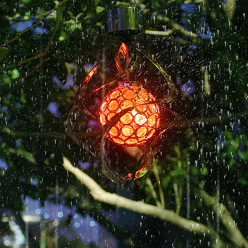 Modern Art Deco Solar Waterproof Ball Wind Chime Hollowed ABS Acrylic Stainless Steel LED Landscape Lighting Outdoor Light For Garden