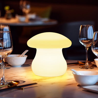 Modern Simplicity Rechargeable Waterproof Mushroom PE LED Table Lamp For Bedroom