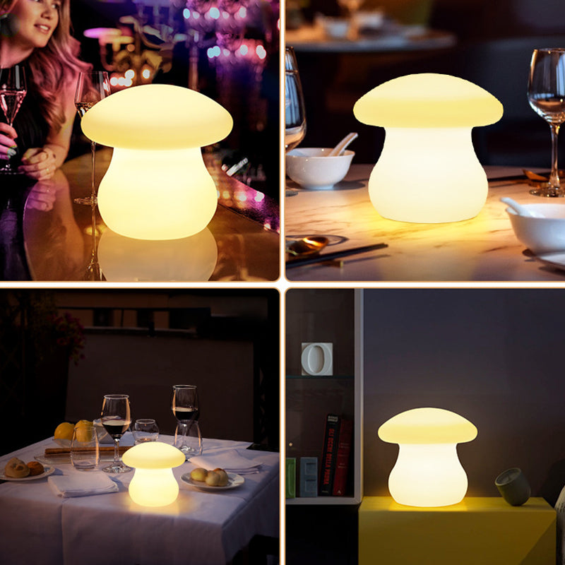 Modern Simplicity Rechargeable Waterproof Mushroom PE LED Table Lamp For Bedroom