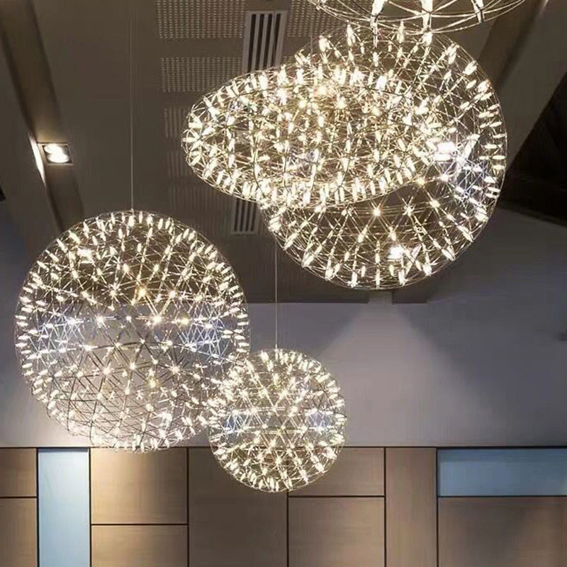 Contemporary Nordic Ball Dandelion Stainless Steel LED Pendant Light For Dining Room