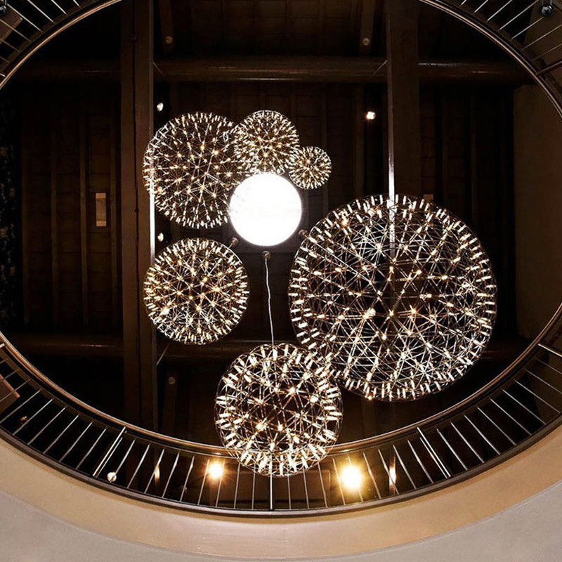 Contemporary Nordic Ball Dandelion Stainless Steel LED Pendant Light For Dining Room