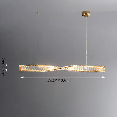 Modern Luxury Crystal Iron Strip Wave LED Chandeliers Island Light For Dining Room