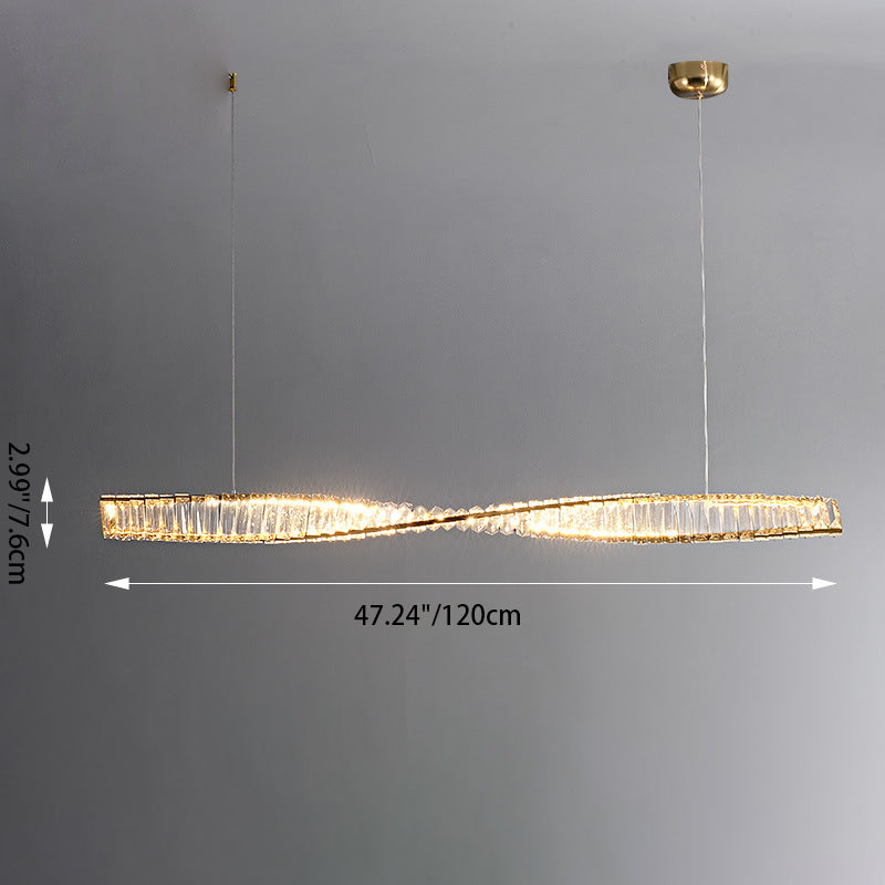 Modern Luxury Crystal Iron Strip Wave LED Chandeliers Island Light For Dining Room