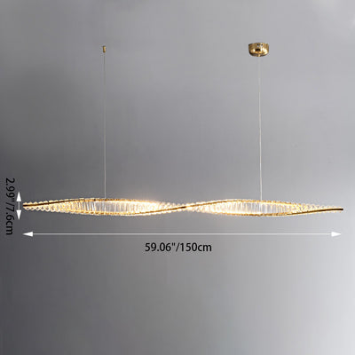 Modern Luxury Crystal Iron Strip Wave LED Chandeliers Island Light For Dining Room