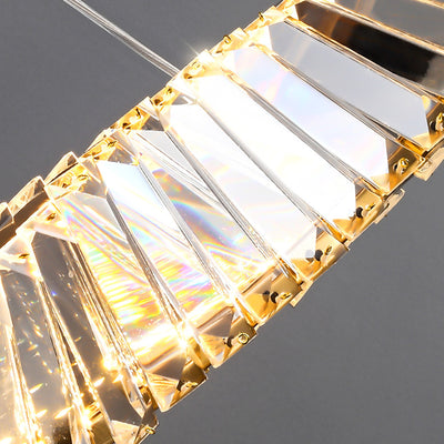 Modern Luxury Crystal Iron Strip Wave LED Chandeliers Island Light For Dining Room