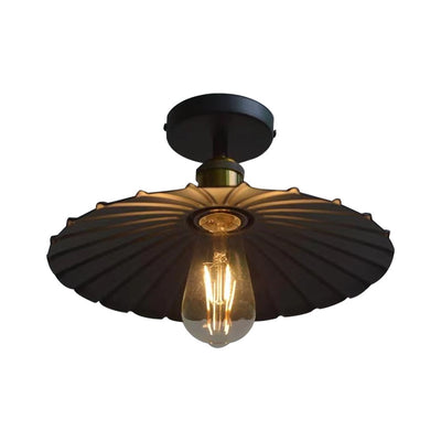 Contemporary Retro Iron Glass Cone Umbrella 1-Light Semi-Flush Mount Ceiling Light For Hallway