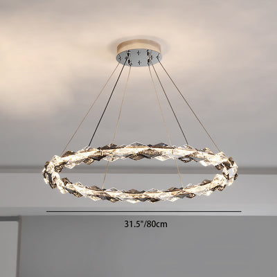 Modern Luxury Alloy Crystal Circular Ring LED Chandeliers For Living Room