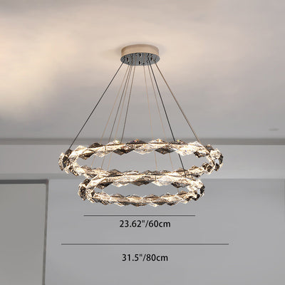 Modern Luxury Alloy Crystal Circular Ring LED Chandeliers For Living Room