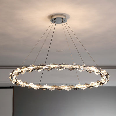 Modern Luxury Alloy Crystal Circular Ring LED Chandeliers For Living Room