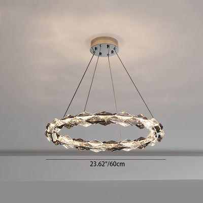 Modern Luxury Alloy Crystal Circular Ring LED Chandeliers For Living Room