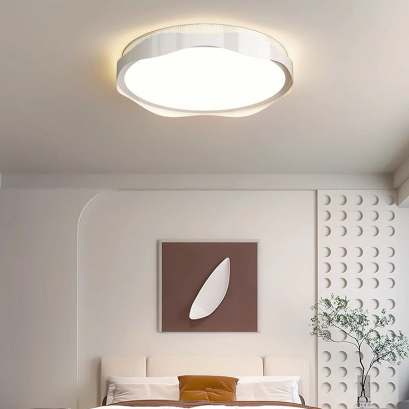 Contemporary Nordic Iron PE Round Wave LED Flush Mount Ceiling Light For Bedroom