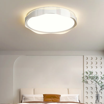 Contemporary Nordic Iron PE Round Wave LED Flush Mount Ceiling Light For Bedroom