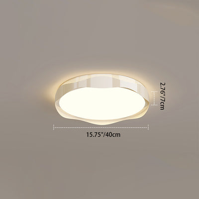 Contemporary Nordic Iron PE Round Wave LED Flush Mount Ceiling Light For Bedroom