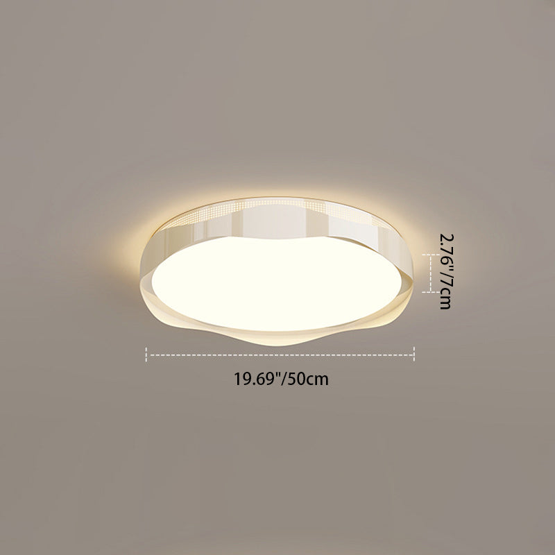 Contemporary Nordic Iron PE Round Wave LED Flush Mount Ceiling Light For Bedroom