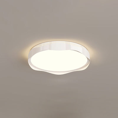 Contemporary Nordic Iron PE Round Wave LED Flush Mount Ceiling Light For Bedroom